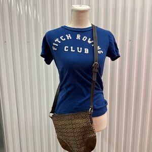 Coach Tan Signature Canvas Crossbody with Suede Trim